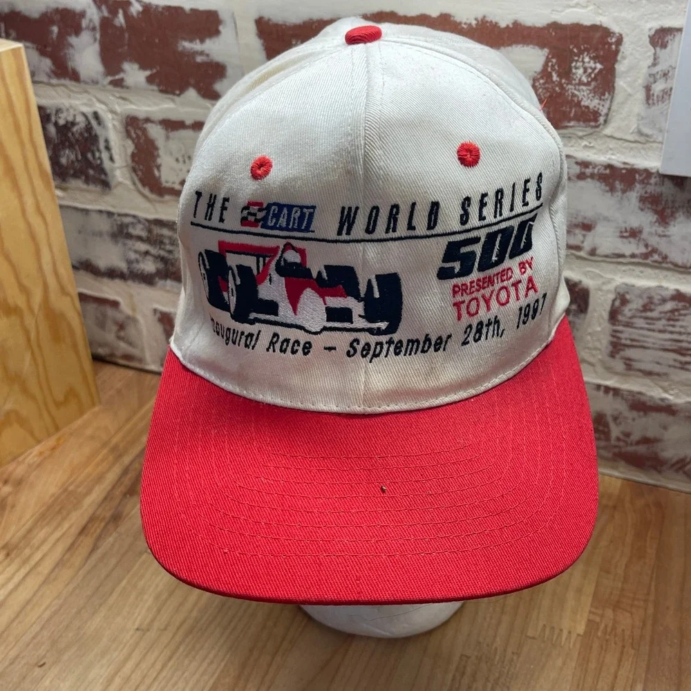 Vintage 1997 CART World Series 500 Inaugural Race Snapback Hat Toyota White Red